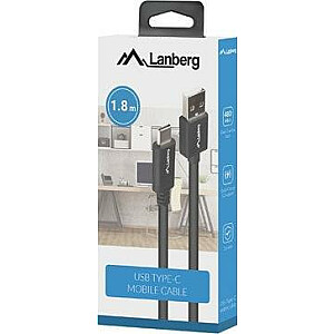 Кабель Lanberg USB-A - USB-C 1,8 м Черный (1_816378)