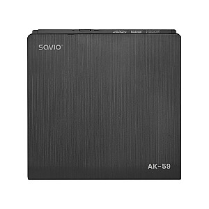 SAVIO AK-59 ārējais plāns CD/DVD ierakstītājs R/RW — USB-C/USB-A, melns