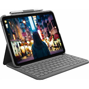 Чехол Logitech Slim Folio Keyboard Case для iPad 10-го поколения, серый, Великобритания