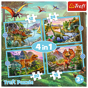 Набор пазлов TREFL Динозавры 4в1, 12+15+20+24 шт.