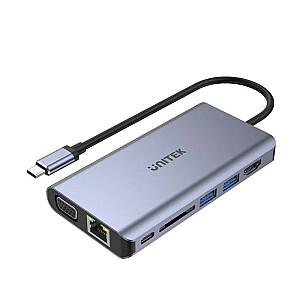 Hub Unitek D1019B USB-C 8W1 USB-C 3.1, PD 100 W, D1019B