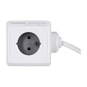 PowerCube Extended 4 слота 2x USB 3.0m серый