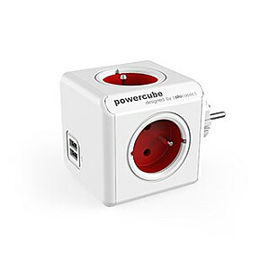 PowerCube Original 4 ligzdas 2x USB sarkana