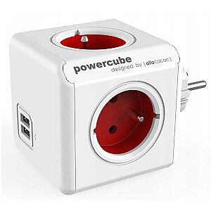 PowerCube Original 4 разъема 2x USB красный