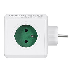 PowerCube Original 4 ligzdas 2x USB zaļa