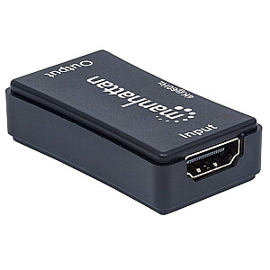 HDMI atkārtotājs Manhattan, 4K@60Hz, aktīvs, pastiprina HDMI signālu līdz 40 m, melns, trīs gadu garantija, blisteris