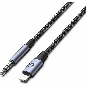 USB kabelis Unitek Lightning - mini Jack 3,5 mm 1 m, melns (M1209A)