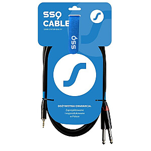 SSQ MIJM1 SS-1813 Stereo kabeļa ligzda 3,5 mm - 2x mono ligzda 6,3 mm, 1 m, melns