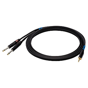 SSQ MIJM1 SS-1813 Stereo kabeļa ligzda 3,5 mm - 2x mono ligzda 6,3 mm, 1 m, melns