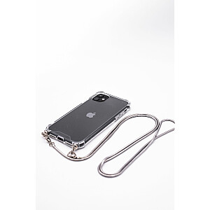 Evelatus Apple iPhone 11 Pro Silicone TPU Transparent with Necklace Strap Pro Silver