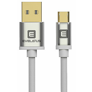 Evelatus Универсальный кабель для передачи данных Micro USB EDC02 двухсторонние позолоченные разъемы Белый