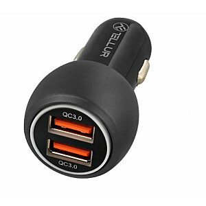 Автомобильное зарядное устройство Tellur Dual USB с QC 3.0, 6A, черное
