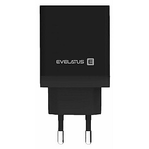 Универсальное дорожное зарядное устройство Evelatus ETC04 USB 2.4A + Type-C 3A 30W Power Delivery Черный