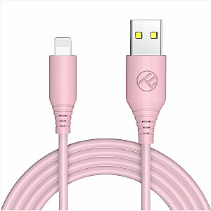 Силиконовый кабель Tellur USB-Lightning 3A, 1м, розовый