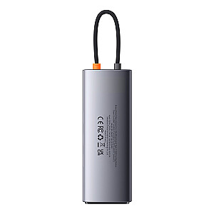 Baseus Metal Gleam Series Docking Station HUB 9 in 1 USB Type C - 2 x HDMI | 2 x USB 3.2 Gen. 1|1 x USB 2.0 | 1 x Power Delivery | 1 x SD card reader | 1 x TF card reader | 1 x RJ-45 gray (WKWG060013)