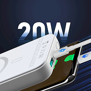 Joyroom power bank 10000mAh 20W Power Delivery Quick Charge magnetyczna wireless Qi charger 15W for iPhone MagSafe compatible white (JR-W020 white)