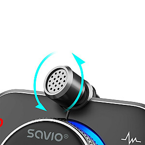 FM-передатчик SAVIO, Bluetooth 5.0, зарядное устройство QC/PD 3.0, ENC, AUX OUT, Micro SD, TR-14, черный