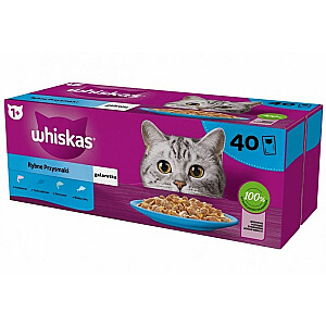 WHISKAS Рыбные деликатесы в желе 4 вкуса для кошек 40х85г