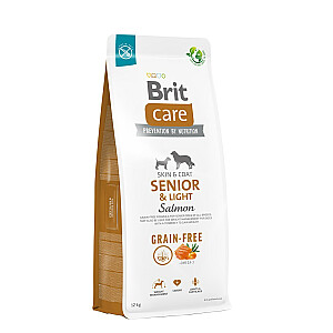 Sausā barība visu šķirņu suņiem senioriem (vecākiem par 7 gadiem) Brit Care Dog Grain-Free Senior&Light Salmon 12kg