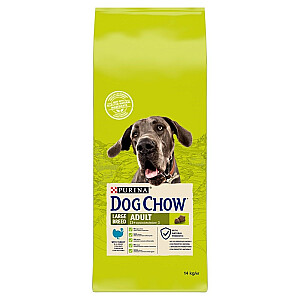 Purina DOG CHOW для взрослых крупных пород, 14 кг, индейка