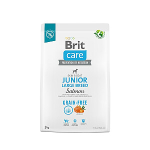 Sausā barība jauniem suņiem (3 mēneši - 2 gadi), lielām šķirnēm no 25 kg - Brit Care Dog Grain-Free Junior Large lasis 3kg