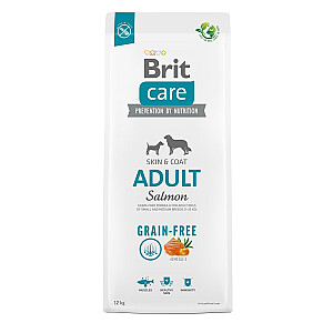 Sausā barība pieaugušiem mazu un vidēju šķirņu suņiem - BRIT Care Grain-free Adult Salmon - 12 kg