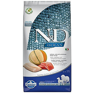 FARMINA N&D Ocean Dog Salmon, Cod, Cantaloupe, Melon Adult Medium&Maxi - сухой корм для собак - 12 кг