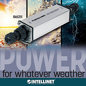 Intellinet Outdoor Gigabit High-Power PoE+ Extender Repeater, IEEE 802.3at/af Power over Ethernet (PoE+/PoE), увеличивает радиус действия до 100 м, металл, IP65