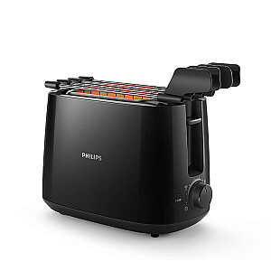 Philips Daily Collection Toaster HD2583/90, Plastic, 2-slot, bun warmer, sandwich rack, black