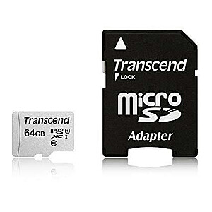 ПАМЯТЬ MICRO SDXC 64GB W / ADAPT / UHS-I TS64GUSD300S-A TRANSCEND