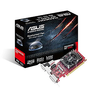 Видеокарта ASUS AMD Radeon R7 240 2 ГБ 128 бит PCIE 3.0 16x GDDR5 Память 4600 МГц Графический процессор 730 МГц Однослотовый вентилятор 1x15pin D-sub 1xDVI 1xHDMI R7240-2GD5-L