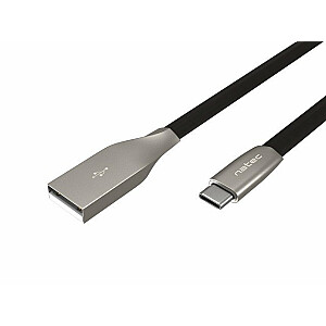 USB kabelis Natec USB-A - USB-C 1 m Black-Silver (NKA-1954)