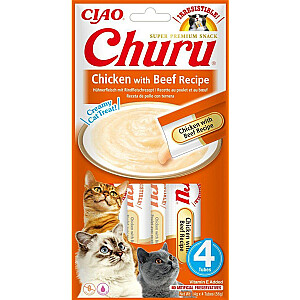 INABA Churu Vistas ar liellopa gaļu recepte - cienasts kaķiem - 4x14g