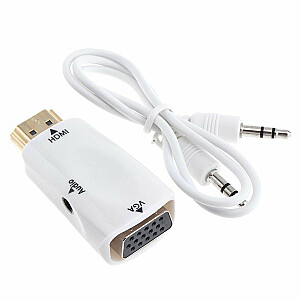 RoGer HDMI uz VGA (+ Audio) pārveidotājs balts