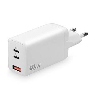 Настенное зарядное устройство everActive GaN SC-650Q с разъемом USB QC4+ и 2x USB-C PD PPS 65 Вт