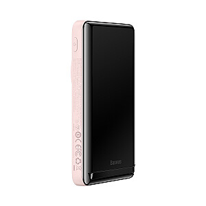 Baseus Magnetic Bracket Wireless Fast Charge Power Bank 10000mAh 20W  Pink  (With Baseus Xiaobai series fast charging Cable Type-C to Type-C 60W(20V|3A) 50cm  White) Overseas Edition