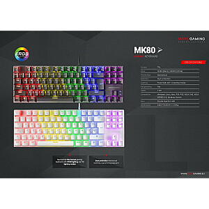 Mars Gaming MK80 Spēļu mehāniskā tastatūra RGB / Brown Switch / US