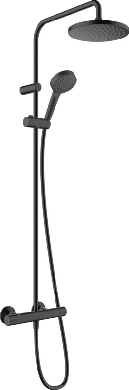 Термостатическая душевая система Hansgrohe Vernis Blend 200, 1jet Showerpipe, черный матовый, 26276670