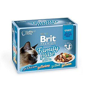 BRIT Premium Cat Pouch Gravy Fillet Family Plate - влажный корм для кошек - 12 x 85 г