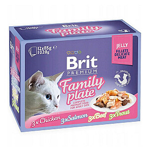 BRIT Premium Cat Pouch želejveida filejas ģimenes šķīvis - mitrā kaķu barība - 12 x 85g