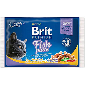 BRIT Premium Cat Fish Plate - mitrā barība kaķiem - 4x100g