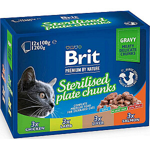 BRIT Premium Cat sterilizētais šķīvis - Mitrā barība kaķiem - 12x100g