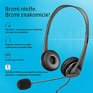 HP Stereo G2 USB vadu galvas saite biroja/zvanu centra melns