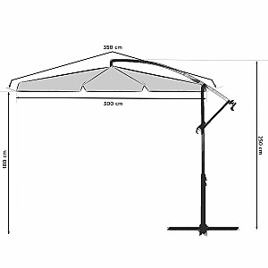 Dārza lietussargs salokāms 6 segmenti pelēks ? 350 cm