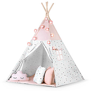 Teepee telts bērniem ar vītni un gaismām Nukido - rozā