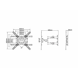 Multibrackets MB-0839 TV sienas grozāmais kronšteins televizoriem līdz 55" / 20kg