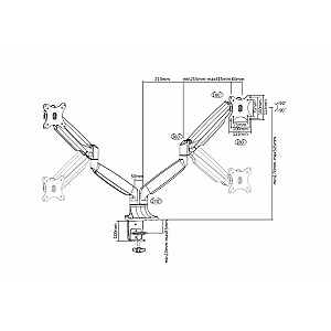 Multibrackets MB-3286 Monitora turētājs ar augstuma regulēšanu uz 2 monitoram