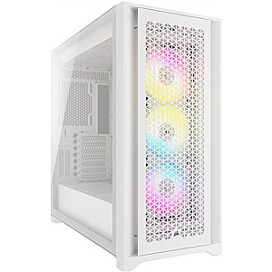 Corsair Tempered Glass PC Case iCUE 5000D RGB AIRFLOW Side window, White,  Mid-Tower, Power supply included No