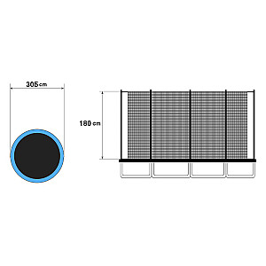 Iekšējais batuta tīkls 305cm 10ft/8