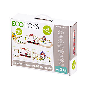 Ecotoys ar akumulatoru darbināms koka dzelzceļš